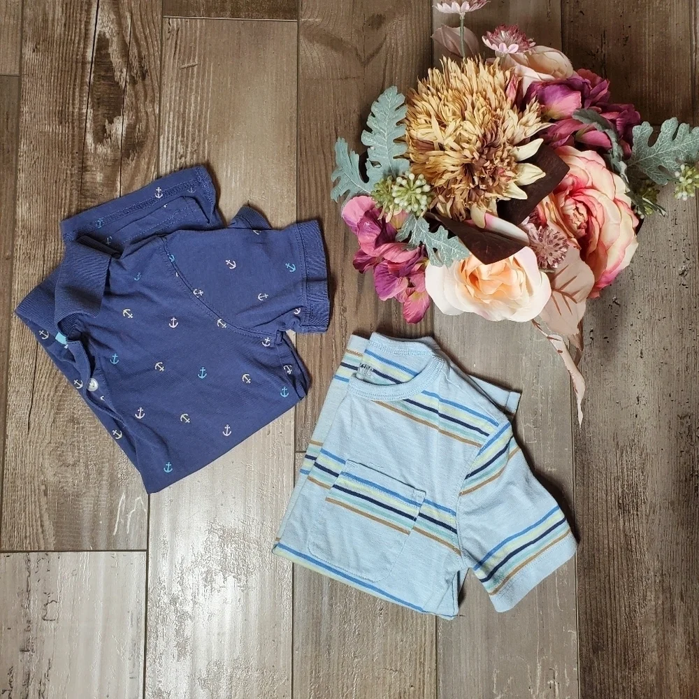 Carter's & Garanimals Boys Size 5 Casual Blue Short Sleeve Shirt Bundle EUC
